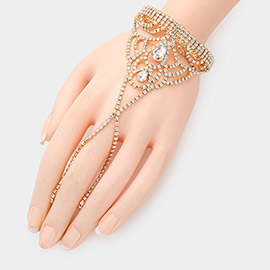 Teardrop Stone Pointed Hand Chain Evening Bracelet