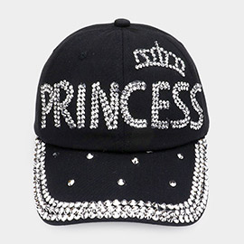Princess Message Bling Crown Studded Baseball Cap