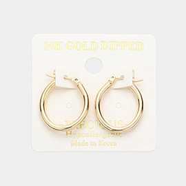 14K Gold Dipped 1 Inch Metal Oval Hoop Pin Catch Earrings