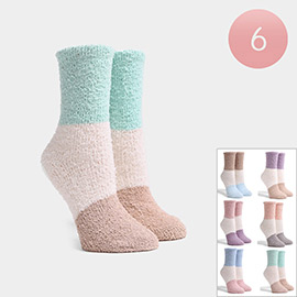6Pairs - Color Block Luxury Soft Socks