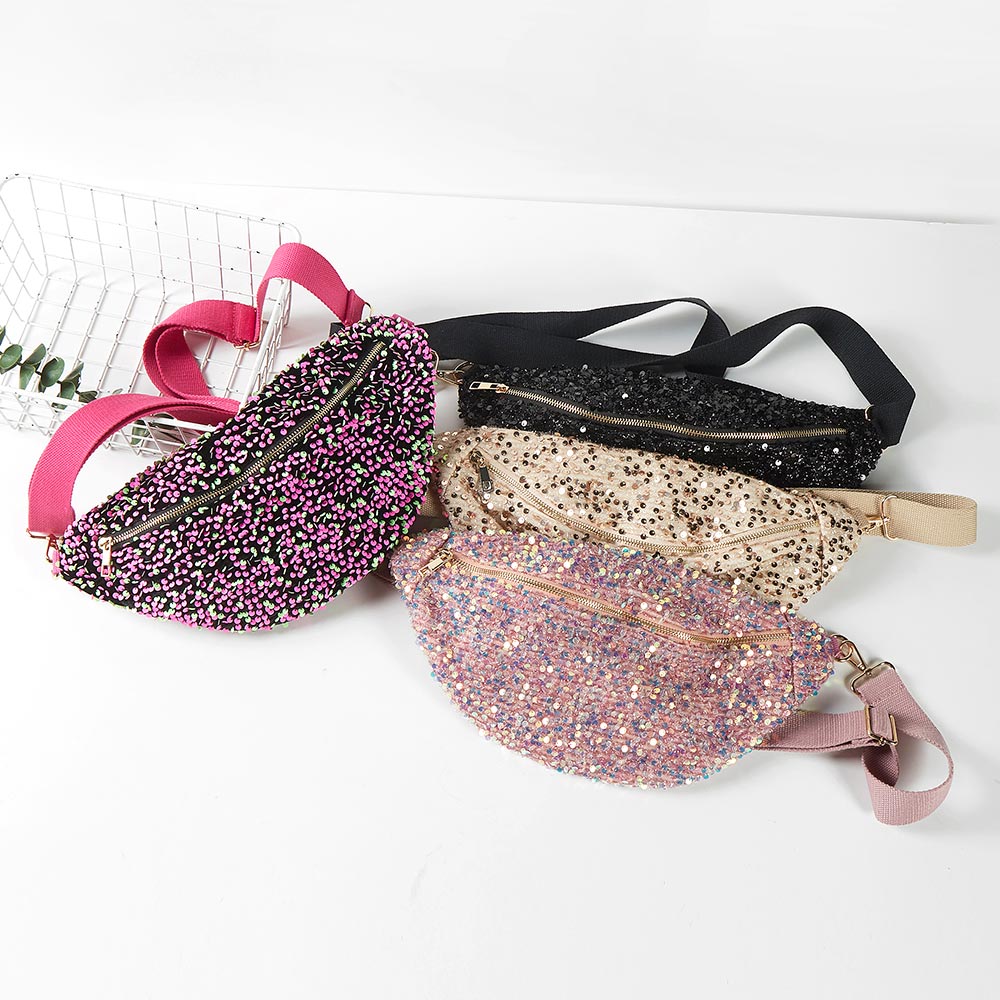 Rose gold sequin fanny pack sale