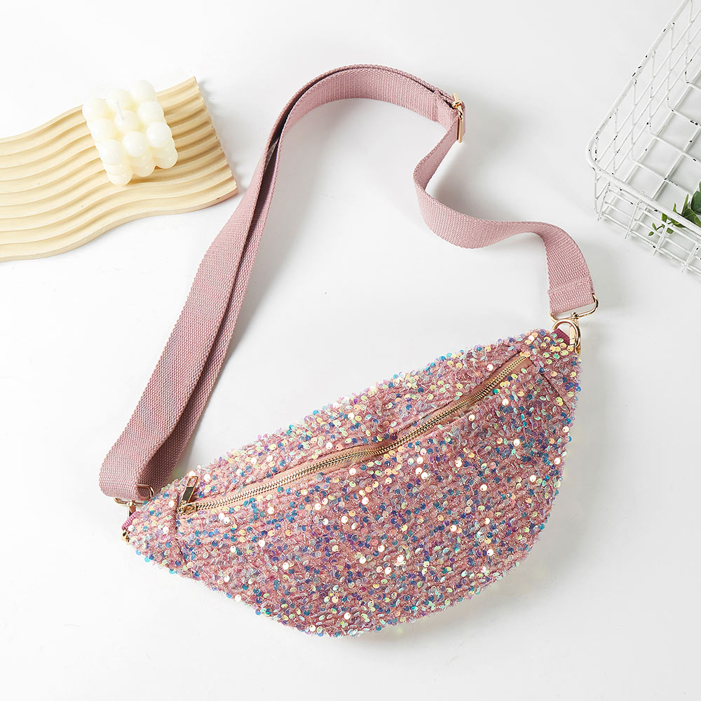 Sparkle Sequin Solid Sling Bag Fanny Pack Belt Bag