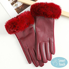 Faux Fur Cuff Touch Smart Gloves