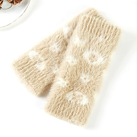 Leopard Patterned Faux Fur Fingerless Gloves / Wrist Warmer