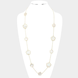 Mother of Pearl Flower Station Long Necklace