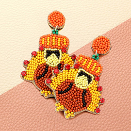 Felt Back Seed Beaded Turkey Dangle Earrings