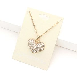 Rhinestone Embellished Heart Pendant Necklace