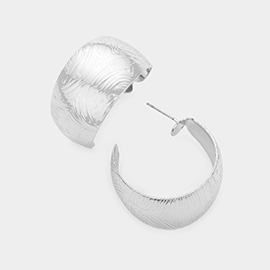 Silver Dipped Textured Metal Hoop Earrings