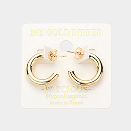 14K Gold Dipped 0.75 Inch Metal Hoop Earrings