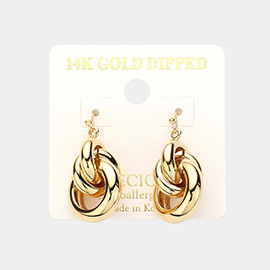 14K Gold Dipped Triple Open Metal Circle Link Earrings
