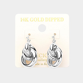 14K White Gold Dipped Triple Open Metal Circle Link Earrings
