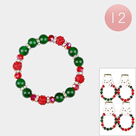 12PCS - Christmas Beaded Stretch Bracelets
