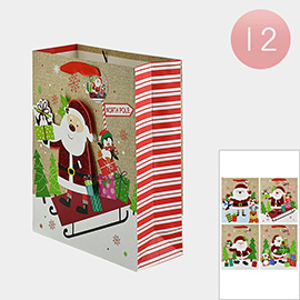 12PCS - Santa Claus Penguin Christmas Tree Rudolph Printed Gift Bags