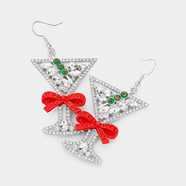 Bow Pointed Christmas Cocktail Dangle Earrings