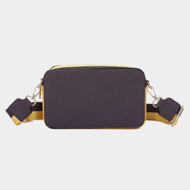 Game Day Two Tone Faux Leather Rectangle Crossbody Bag