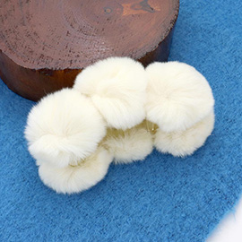 Faux Fur Triple Pom Pom Hair Claw Clip