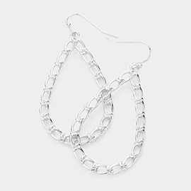 Metal Chain Link Open Teardrop Dangle Earrings