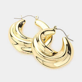 Gold Dipped Abstract Metal Hoop Pin Catch Earrings