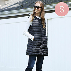 Solid Light Long Puffer Front Pockets Button Vest