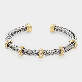 Pearl Embellished Metal Cuff Bracelet