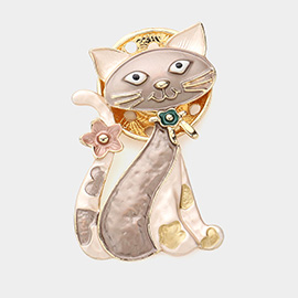 Colored Metal Cat Magnetic Brooch