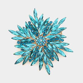 Marquise Stone Cluster Flower Pin Brooch