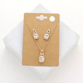 CZ Rectangle Stone Pendant Necklace