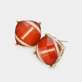 Game Day Football Cushion Square Stud Earrings