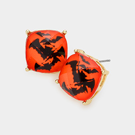 Bat Cushion Square Stud Earrings