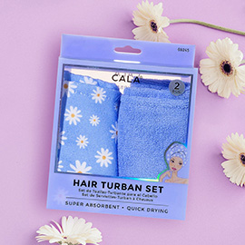 2PCS - Daisy Flower Patterned Hair Turban Set