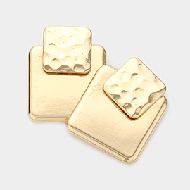Double Metal Square Link Layered Earrings