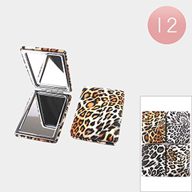 12PCS - Leopard Patterned Cosmetic Mirrors