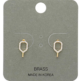 Brass Metal Pickleball Paddle Stud Earrings
