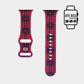Plaid Check Patterned Apple Watch Silicone Band