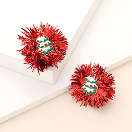 Enamel Christmas Tree Tinsel Earrings