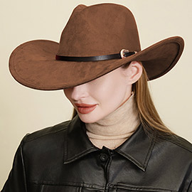 Faux Leather Band Solid Cowboy Fedora Panama Hat