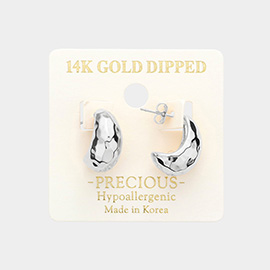 14K Gold Dipped 0.75 Inch Hammered Metal Hoop Earrings