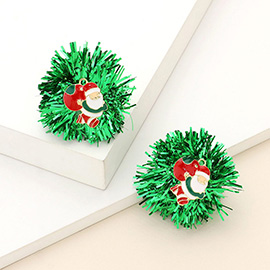 Enamel Santa Claus Tinsel Earrings