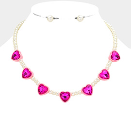 Heart Stone Pearl Necklace