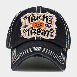 Trick or Treat Message Pumpkin Pointed Vintage Baseball Cap