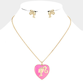Barbie Pink Heart Pendant Necklace