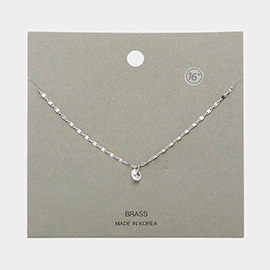 Brass Metal Round Stone Pendant Necklace