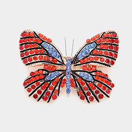 Rhinestone Embellished Butterfly Pin Brooch