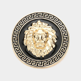 Lion Centered Round Pin Brooch