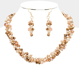 Square Round Beaded Necklace