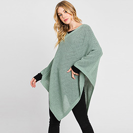 Solid Knit Loose Fit Poncho