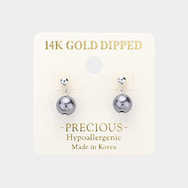 14K White Gold Dipped Pearl Dangle Earrings