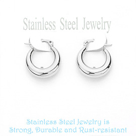 Stainless Steel 0.75 Inch Metal Hoop Pin Catch Earrings