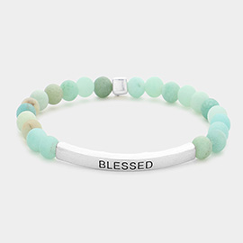 Blessed Message Natural Stone Stretch Bracelet