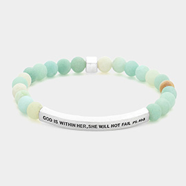 God Is Within Her, She Will Not Fail Ps. 46 : 5 Message Natural Stone Stretch Bracelet